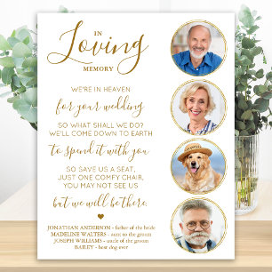 Loopgeheugen Elegant Gold Photo Wedding Memorial Poster