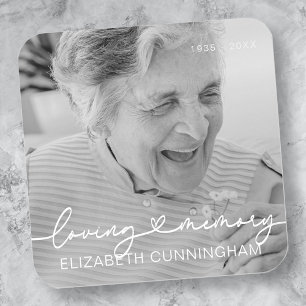 Loopgeheugen Modern Elegant Heart Photo Memorial Vierkante Sticker