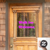 Loopings Welkom Roze Wit Raamsticker (Huis Deur)