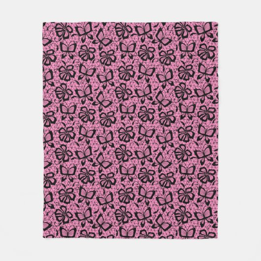 looppatroon met vlinders fleece deken (Voorkant)