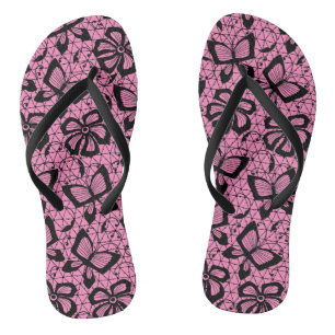 looppatroon met vlinders teenslippers