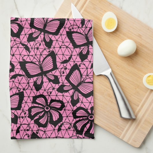 looppatroon met vlinders theedoek (Quarter Fold)