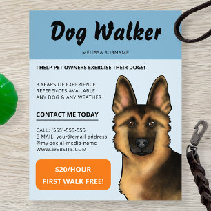 Loopservice voor Duitse Herdershonden Uitlaten van Flyer