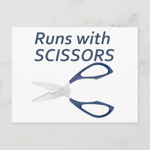 Loopt met schaar briefkaart