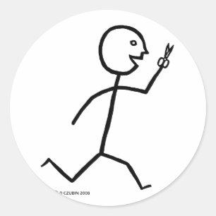 Loopt met schaar ronde sticker