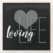 LOOPTIJD met hart | Glazen Onderzetter (Voorkant)