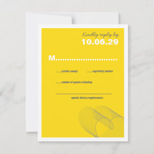 Loopy Jaune Love Lignes Mariage Carte RSVP