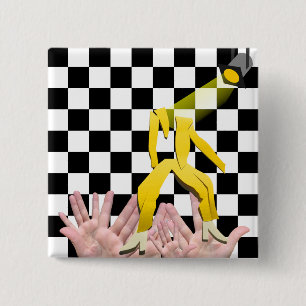 Loopy Litouwen Rop Songfestival Vierkante Button 5,1 Cm