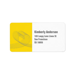 Loopy Loopy Coeur Jaune Étiquettes de adresse Mari