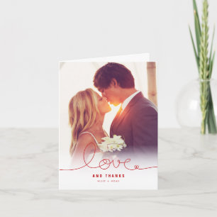 Loopy Love Red Heart Mariage Photo Carte de remerc