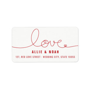 Loopy simple Love Mariage Étiquettes de adresse de