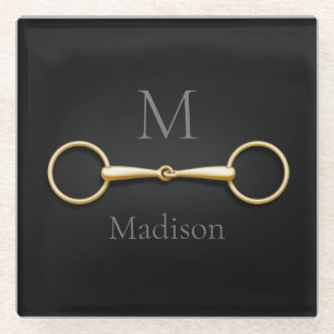 Loose Ring Snaffle Bit Monogrammed Equestrian Glazen Onderzetter