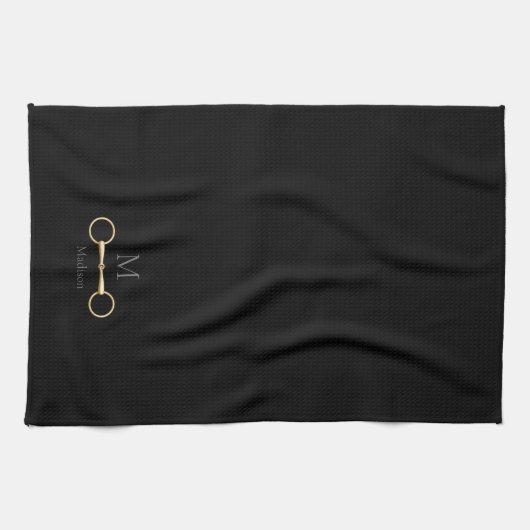 Loose Ring Snaffle Bit Monogrammed Equestrian Theedoek (Horizontaal)