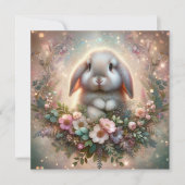 Lop Eared Bunny Flower Fantasy Pasen Feestdagenkaart (Voorkant)