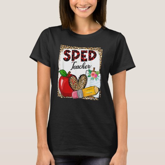 Lopard Heart Sped Teacher Teacher Terug naar schoo T-shirt (Voorkant)
