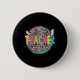 Lopard leraar Happy First Day of School Teacher Ronde Button 5,7 Cm