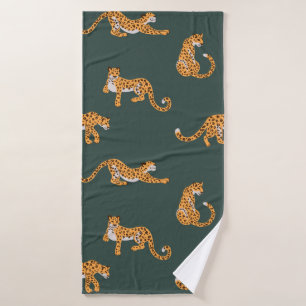 Lopard-patroon vlakke kleur naadloze ontwerpverlic badhanddoek