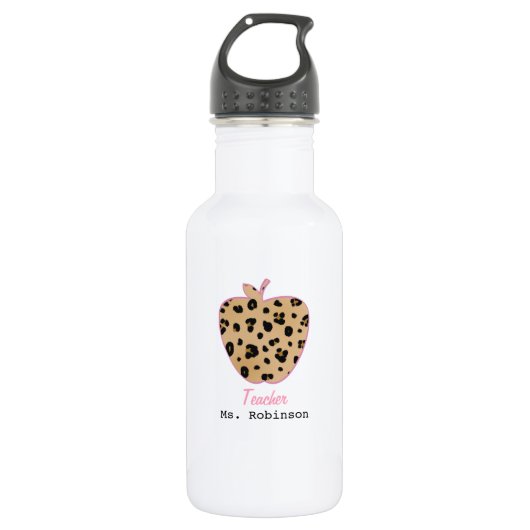 Lopard Print Apple-leraar Waterfles (Voorkant)