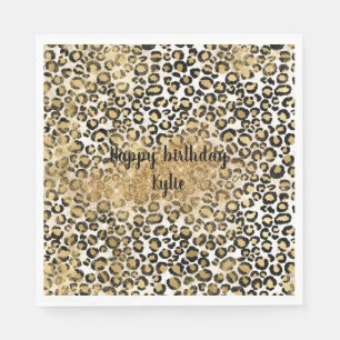 Lopard Print Gold Glitter Sparkle Servet