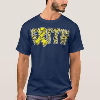 Lopard Print Gold Ribbon FAITH Childhood Cancer A T-shirt