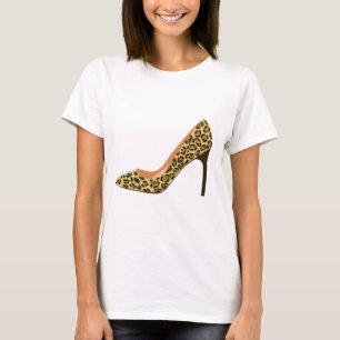 Lopard Print High Hiel Shoe T-shirt