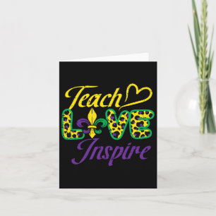 Lopard Teach Love Inspire Mardi Gras Teacher Kaart