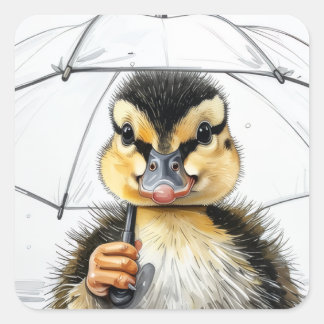 “Lopen in de regen” Vierkante Sticker
