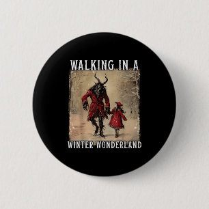 Lopen In Een Winter Wonderland Krampus Griezelige Ronde Button 5,7 Cm