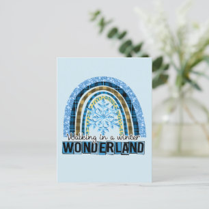 Lopen in een Winterland   Blauwe regenboog Briefkaart