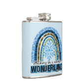 Lopen in een Winterland | Blauwe regenboog Heupfles (Rechts)