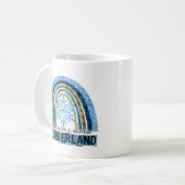 Lopen in een Winterland | Blauwe regenboog Koffiemok (Voorkant links)