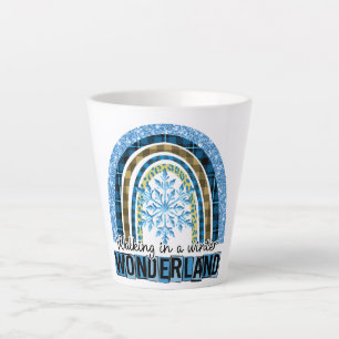 Lopen in een Winterland Blauwe regenboog Latte Mok