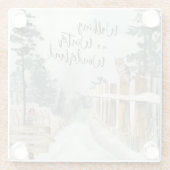 Lopen in het winterlandschap glazen onderzetter (Achterkant)