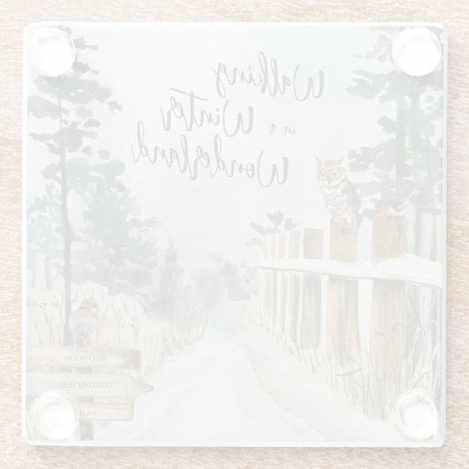 Lopen in het winterlandschap glazen onderzetter (Achterkant)