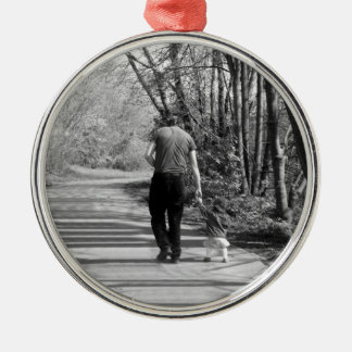Lopen met papa metalen ornament