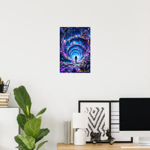 Lopen naar oneindige mystieke edelsteen tunnel poster
