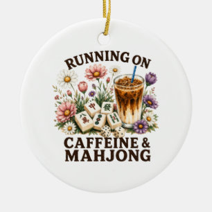 Lopen op cafeïne & Mahjong Keramisch Ornament