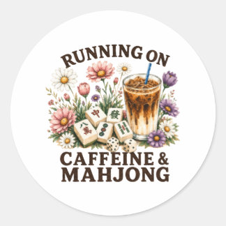 Lopen op cafeïne & Mahjong Ronde Sticker