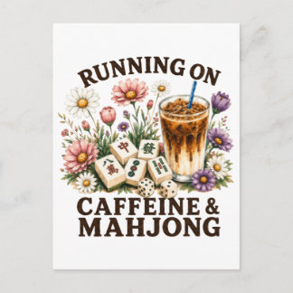 Lopen op cafeïne & Mahjong Uitnodiging Briefkaart