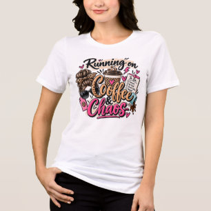 Lopen op koffie en chaotische luipaard rommelige k Tri-Blend shirt