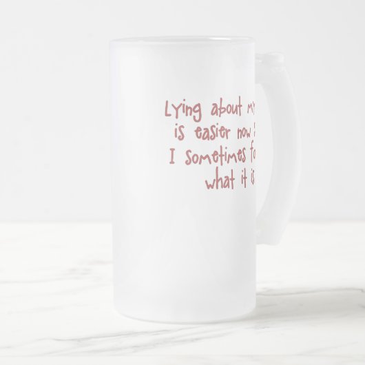 Lopen over mijn leeftijd matglas bierpul (Voorkant rechts)