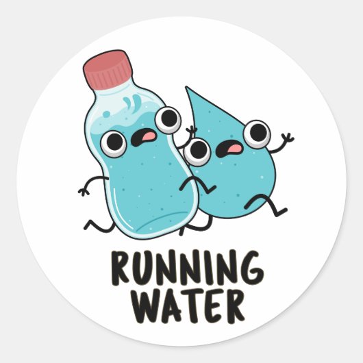 Lopend Water Grappige Water Pun Ronde Sticker (Voorkant)