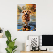 Lopende Golden Retriever Poster (Thuiskantoor)