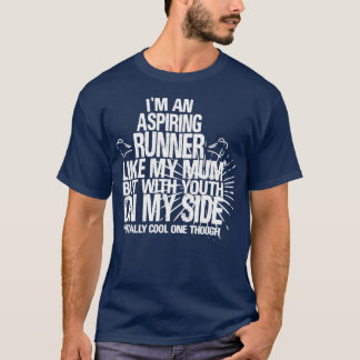 Lopende loper zoals mijn moeder maar met jongeren t-shirt