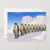 Lopende pinguïns briefkaart (Voorkant / Achterkant)