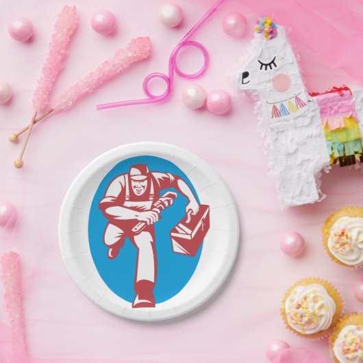 Lopende Plumber Papieren Bordje (Feest)