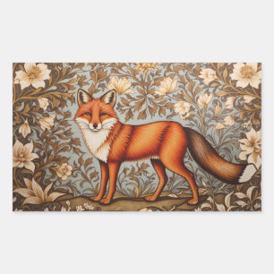 Lopende Vos William Morris Geïnspireerd Rechthoekige Sticker