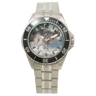 Lopende Wolf Horloge