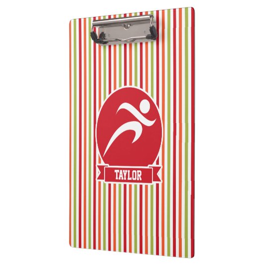 Loper, hardlopen; rode, groene, Oranje strepen Klembord (Links)