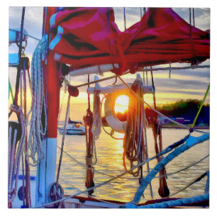 Lopez-eiland Sailing en Sunset Decorative Tile Tegeltje
